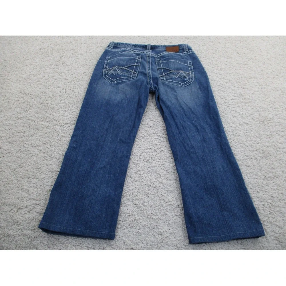 BKE Jeans Mens 33x25 Blue Tyler Denim Cotton Buckle Outdoor Straight Hemmed A2